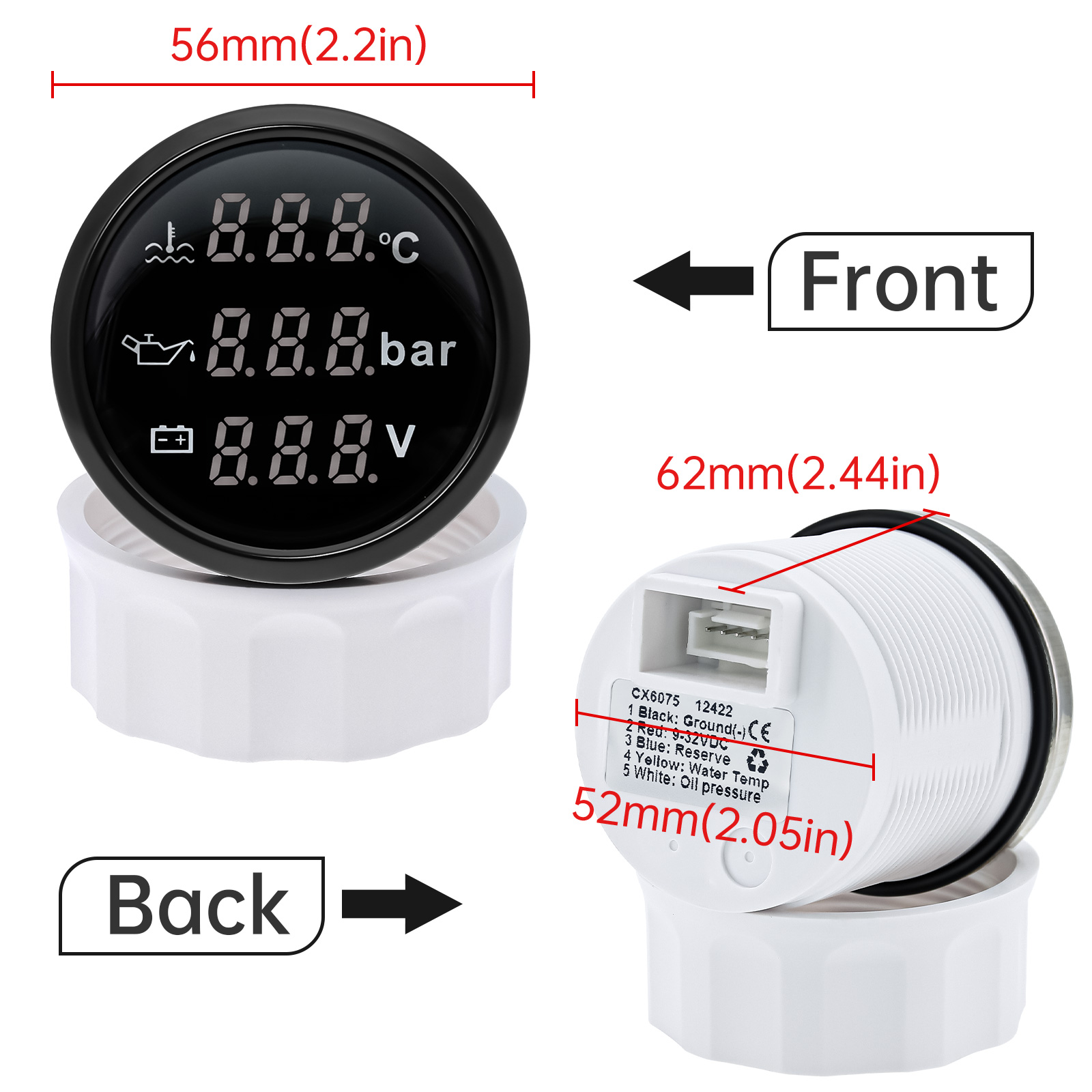 52mm Digital 3 In 1 Multi-Func - огляд і ціна Water Alarm Sensor