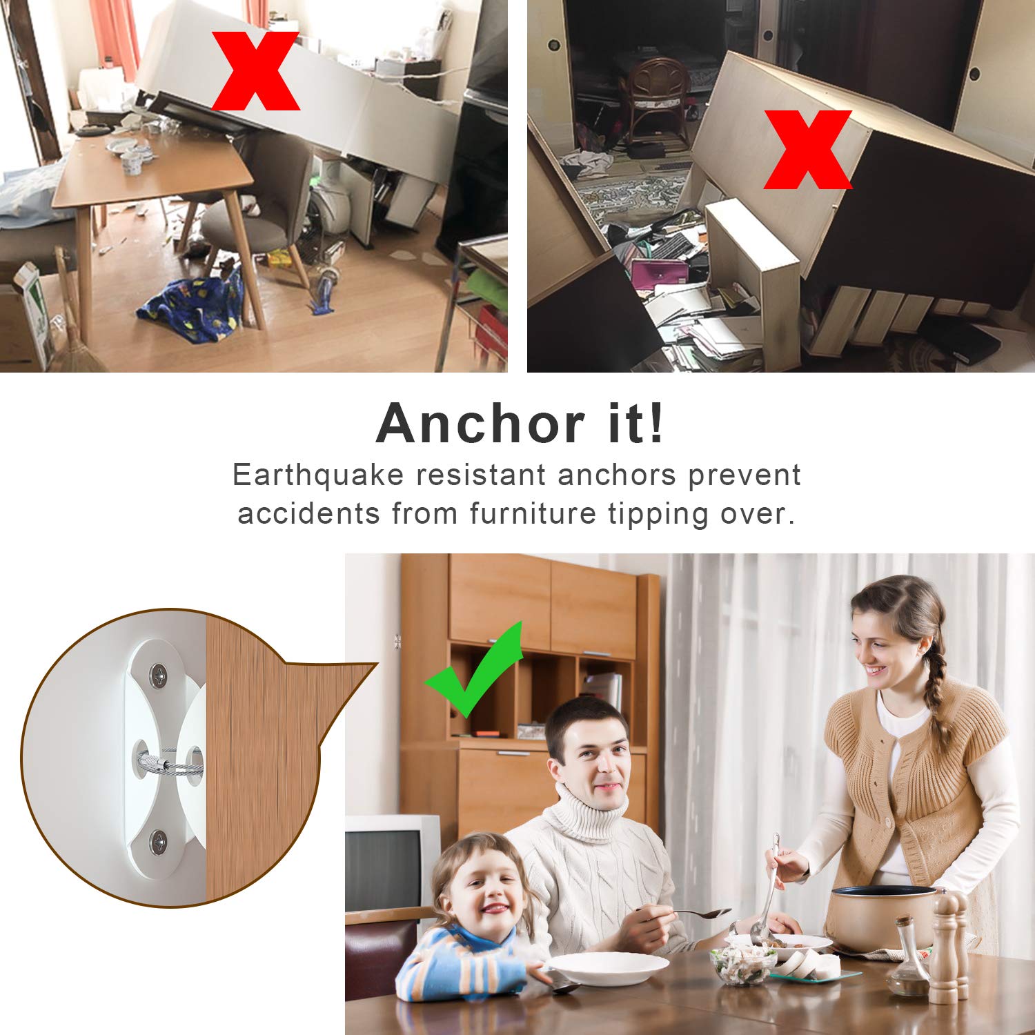 Furniture Anchors (10 Pack), F - огляд і ціна Earthquake Anchor Strap